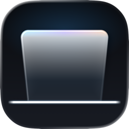 The Pli app icon: a pane of glass leaning on its hinge.