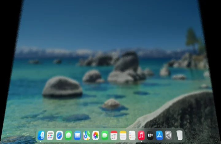 The desktop half frosted, the glass leaning back, with the lid at 50 degrees.